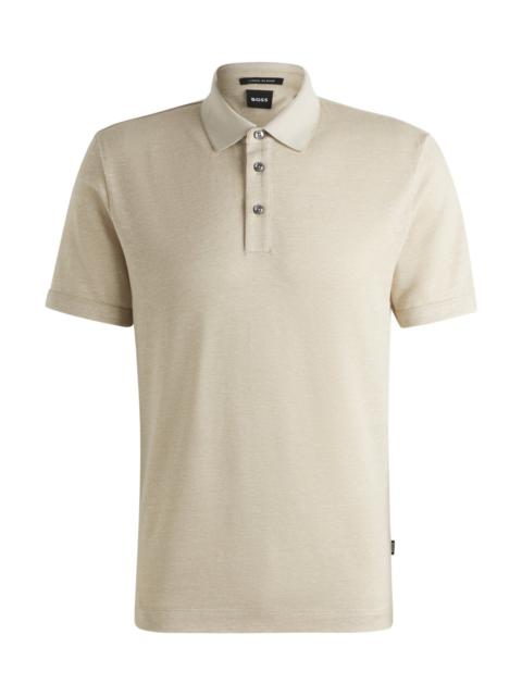 BOSS KNIT POLO SHIRT IN COTTON AND LINEN