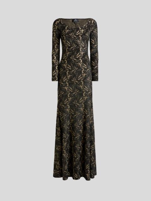 Etro LONG CHENILLE JACQUARD DRESS WITH LUREX AND PAISLEY MOTIF