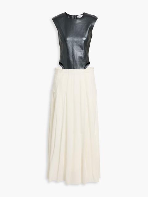 GABRIELA HEARST Mina metallic leather-paneled wool and cashmere-blend maxi dress