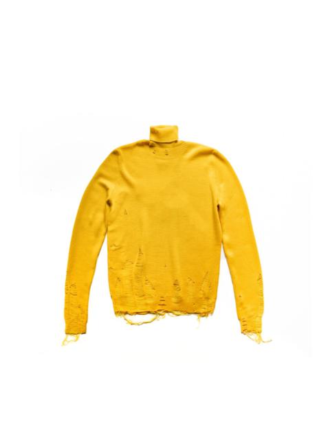 MM6 Maison Margiela MM6 Maison Margiela Distressed Fitted Turtlneck Sweater Yellow