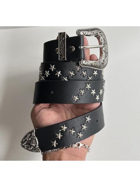Leather - black american western cowboy boho star studded belt