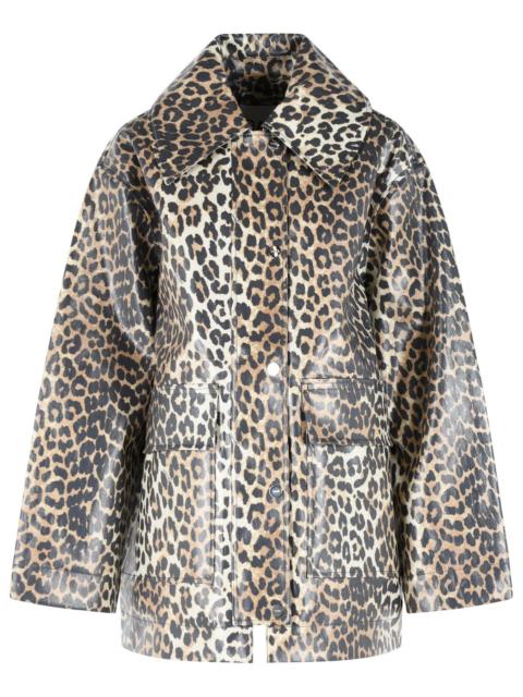 GANNI Ganni Leopard Print Cotton Blend Jacket