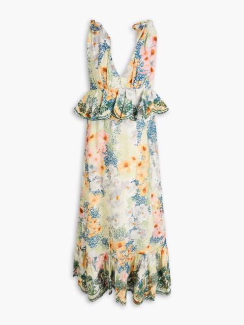 Agua by Agua Bendita Florecer ruffled floral-print linen maxi dress