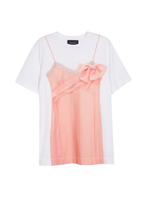 Simone Rocha Simone Rocha Bow Sash Trompe l'Oeil T-Shirt in White/Clementine at Nordstrom