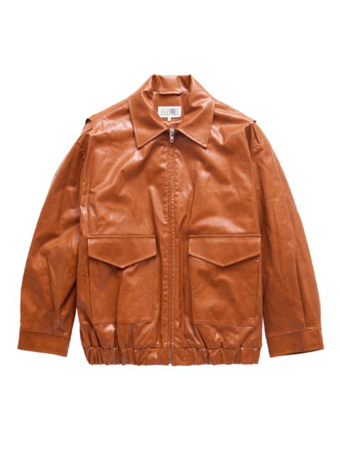 MM6 Maison Margiela Faux Leather Aviator Bomber Jacket "Caramel"