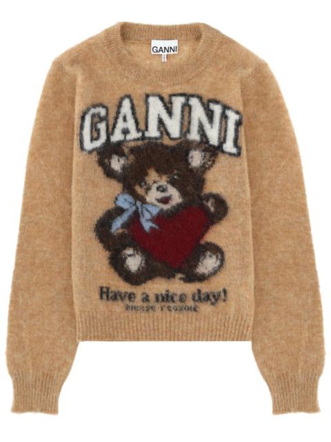 GANNI WOOL SWEATER WITH PRINT