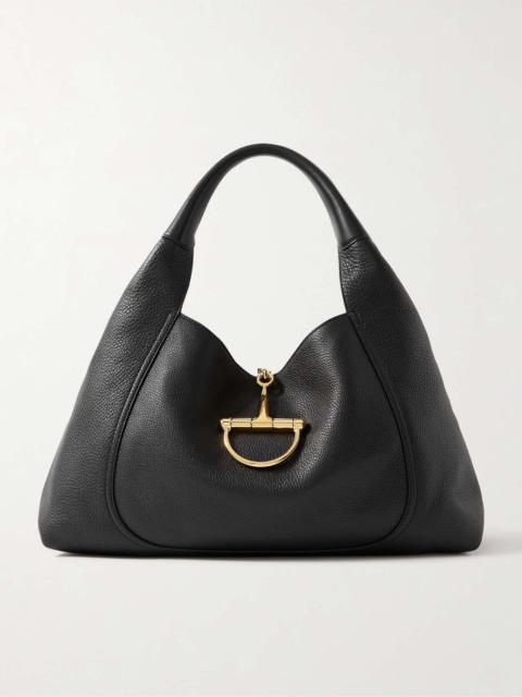 Softbit Maxi textured-leather tote Black