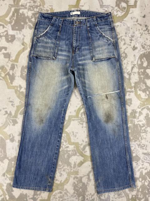 Other Designers Japanese Brand - Distressed Blue Global Work Jeans 33x29 Denim- JN3524