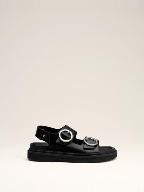 AMI Paris BLACK LEATHER FUSSBET MIDI SANDALS