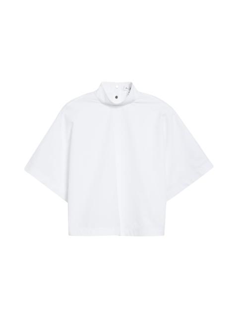 Alaïa Alaïa Mock Neck Poplin Crop Top in Blanc at Nordstrom