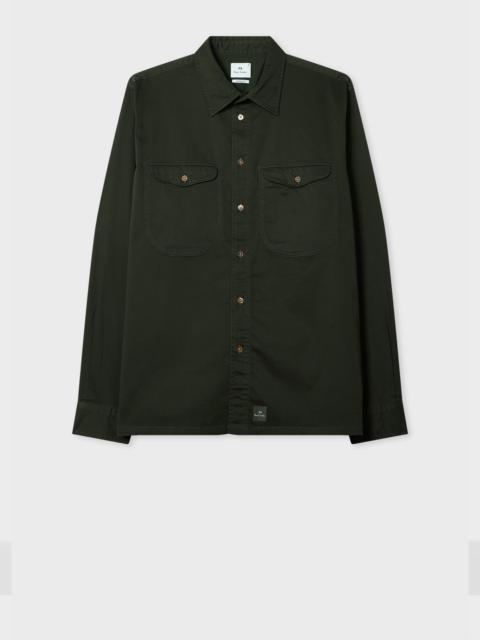 Paul Smith Dark Green Casual-Fit Garment-Dyed Sateen Shirt