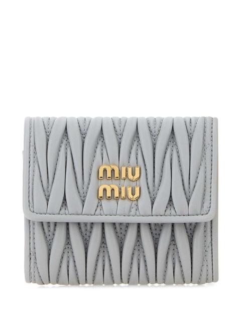 Miu Miu Miu Miu Women Pastel Light Blue Leather Wallet