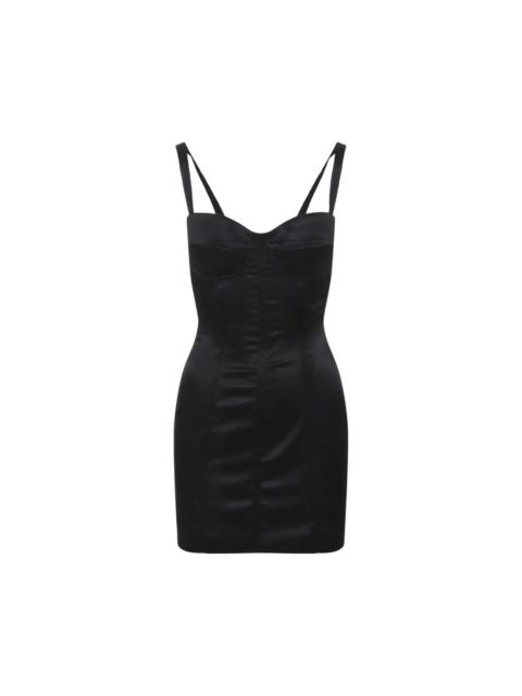 Dolce & Gabbana DOLCE&GABBANA Black Acetate Mini Dress New & Authentic (Wome
