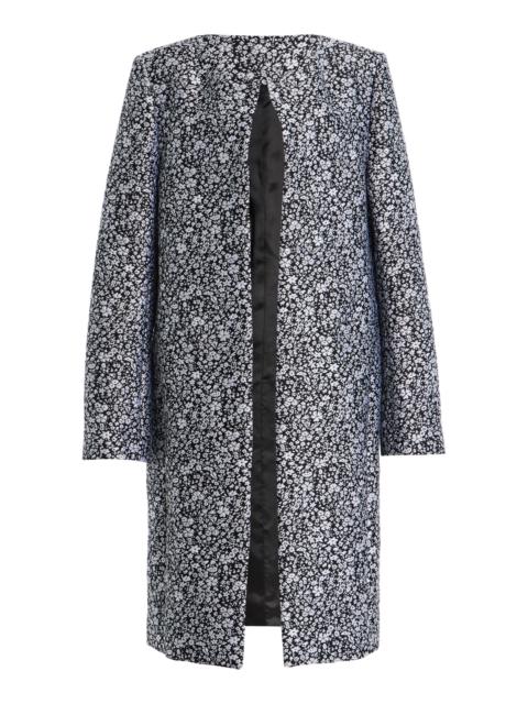 TOTEME Collarless Floral Coat black/white
