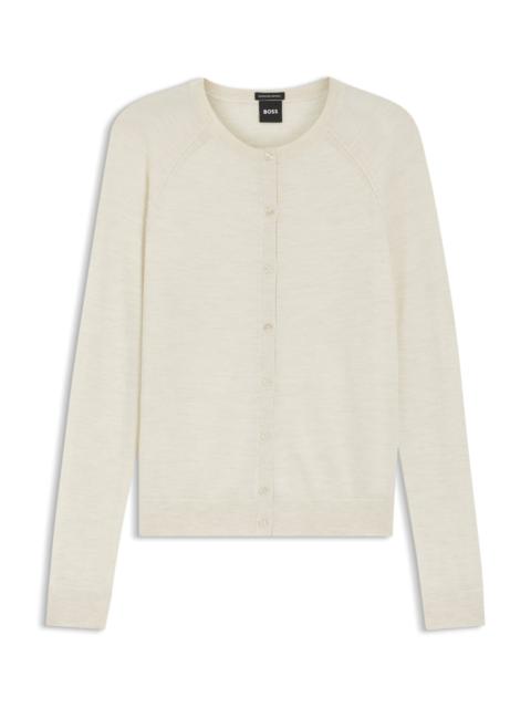 BOSS BUTTON-UP CARDIGAN IN EXTRA-FINE MERINO WOOL