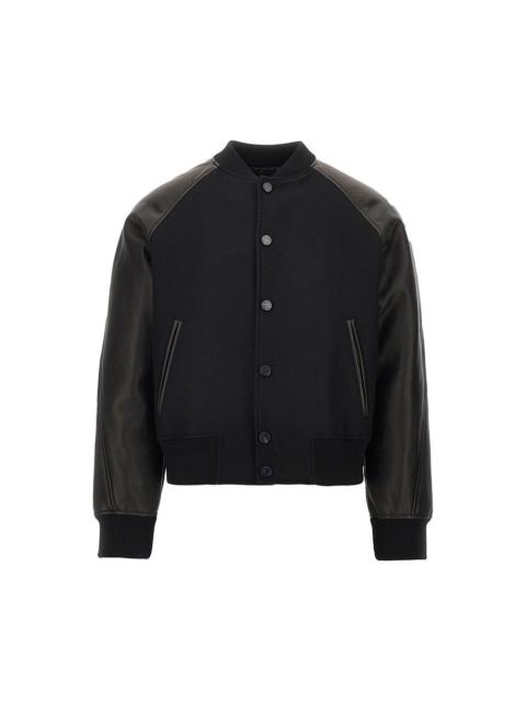 Givenchy Givenchy Men Wool And Leather Bomber With Logo Patch