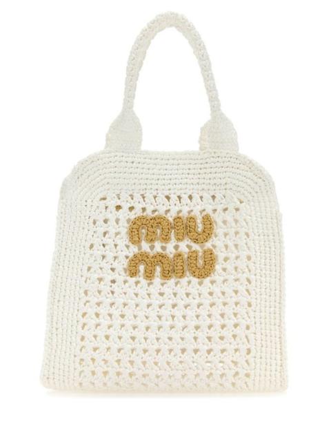 Miu Miu Woman White Crochet Handbag