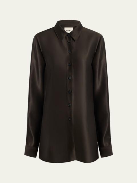 KHAITE Auryn Button-Down Twill Top