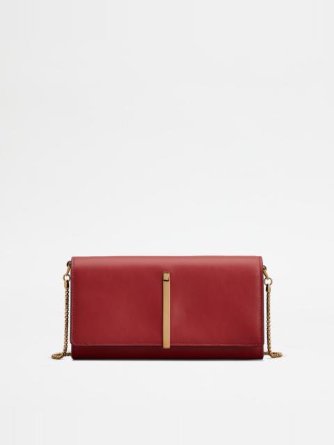 Tod's WALLET IN LEATHER WITH SHOULDER STRAP - RED