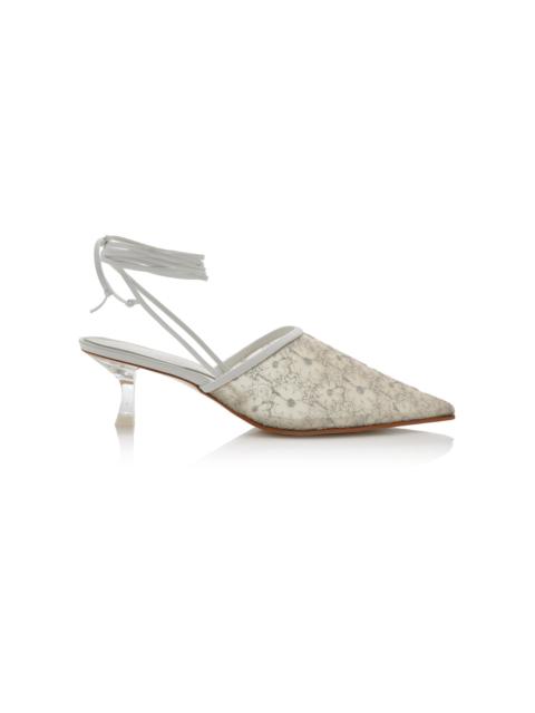 REIKE NEN Exclusive Riviera Bit Convertible Floral-Mesh Mules silver