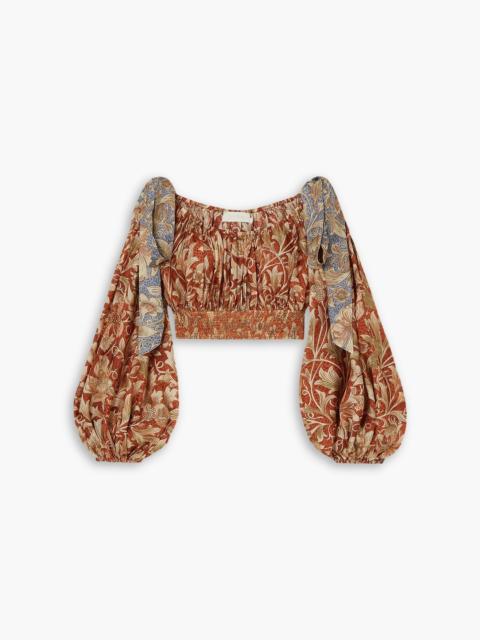 Zimmermann Chintz cropped floral-print silk crepe de chine top