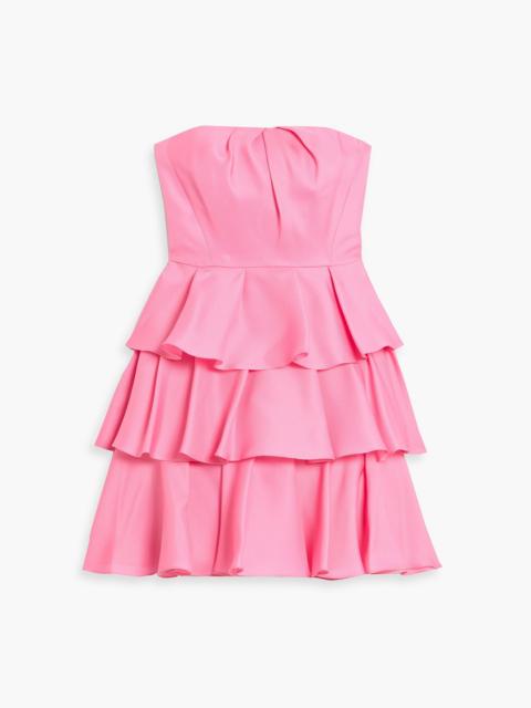 CAROLINA HERRERA Strapless tiered silk crepe de chine mini dress