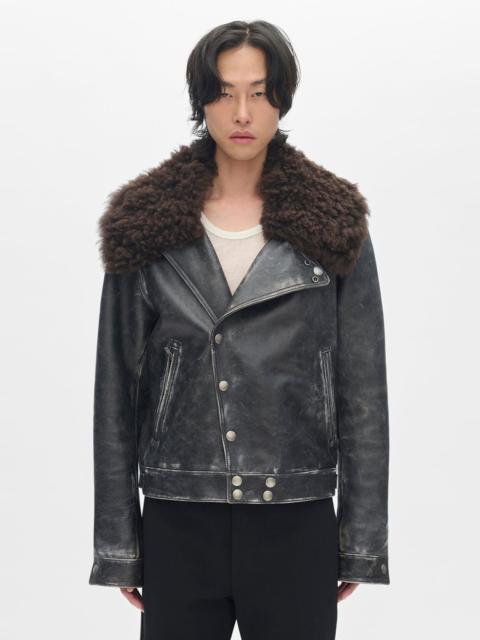 Ann Demeulemeester Binus Distressed Shearling Leather Jacket