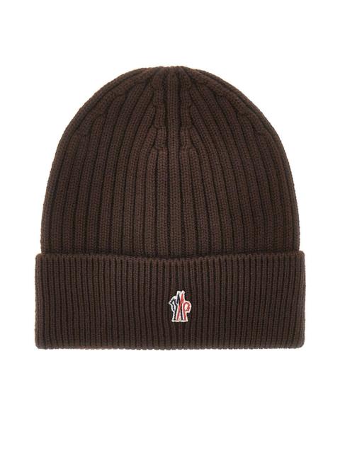 Moncler Grenoble WOOL BEANIE HAT WITH LOGO PATCH