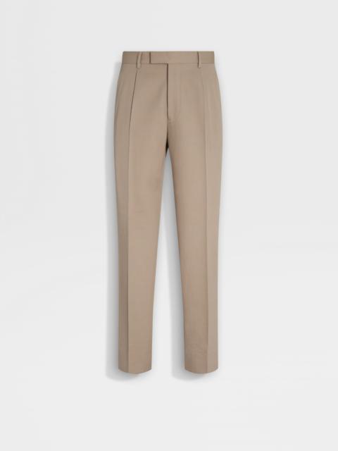 ZEGNA LIGHT TAUPE COTTON AND WOOL PANTS