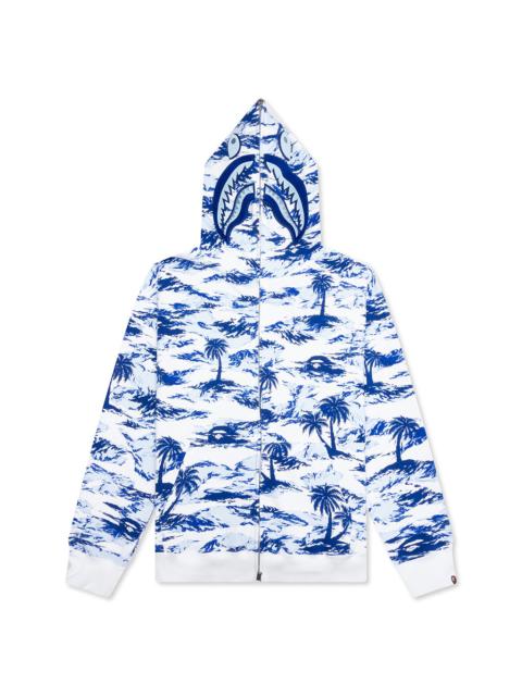 A BATHING APE® PALM TREE CAMO RELAXED FIT SHARK FULL ZIP HOODIE - BLUE