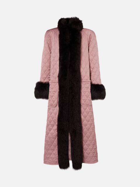 Chloé Quilted shearling-trimmed satin coat