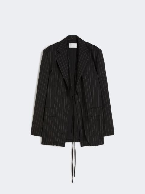 Sportmax Pinstripe gabardine tailored blazer - BLACK