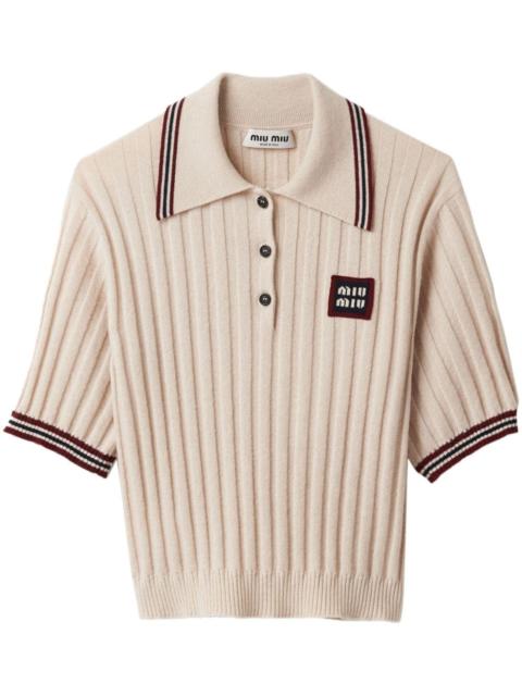 Miu Miu ribbed-knit cashmere polo shirt