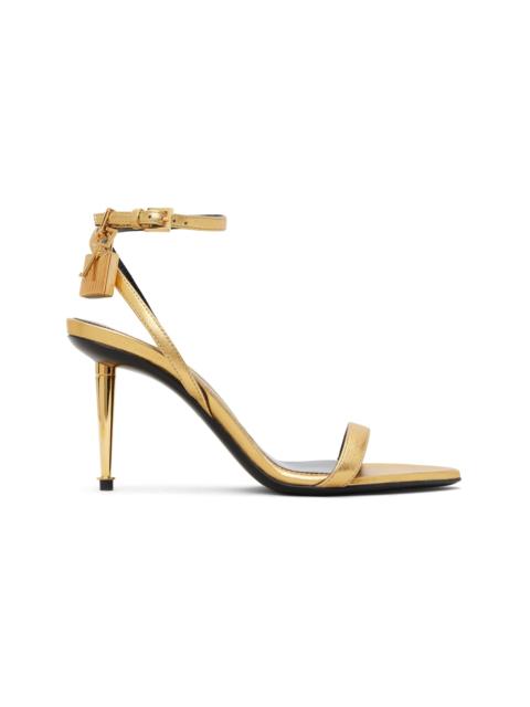 TOM FORD Gold Nappa Padlock Pointy Naked Heeled Sandals