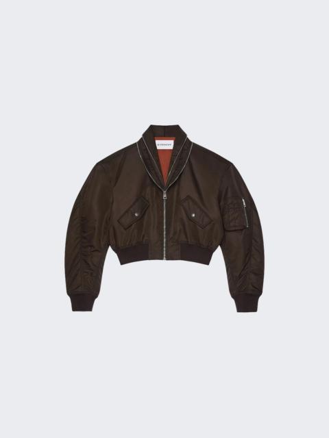 Zipped Shawl Collar Bomber Brown