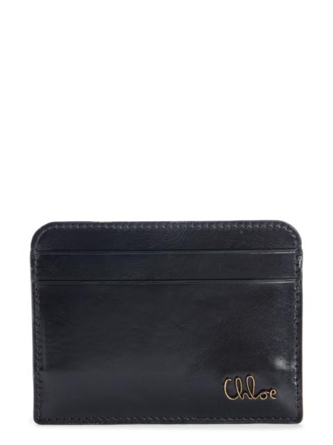 Chloé Chloé Iconic Shiny Leather Card Case in 001 Black at Nordstrom