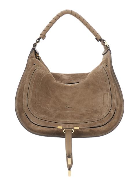 Chloé Chloé Women 'Marcie Medium' Beige Shoulder Bag With Logo Lettering On The Front In Suede Woman