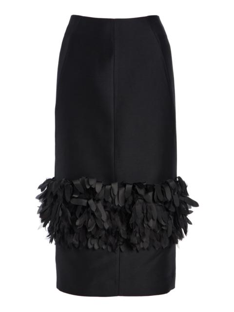 TOTEME Petal-Detailed Wool-Silk Midi Skirt black
