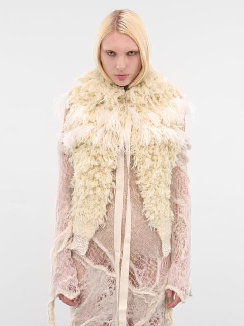 Ann Demeulemeester Emke White Feather Shearling Vest