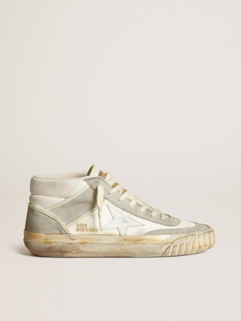 Golden Goose Men’s Mid Star with ice-gray suede inserts and white star