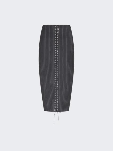 LUDOVIC DE SAINT SERNIN Pinstripe Skirt With Eyelets Black