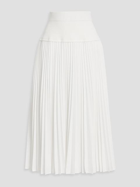 SIMKHAI Stella pleated poplin and ribbed-knit midi skirt