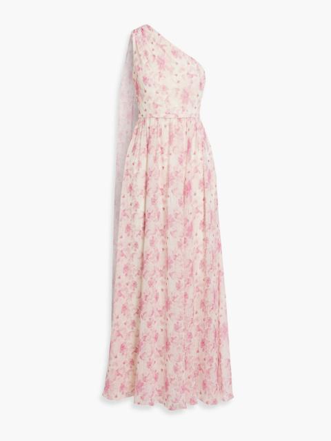 Other Designers One-shoulder floral-print chiffon maxi dress