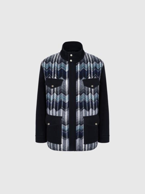 Missoni Missoni Field Jacket With Zigzag Pattern in Black & Blue at Nordstrom
