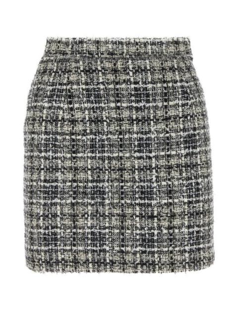 Alessandra Rich Women Embroidered Tweed Mini Skirt
