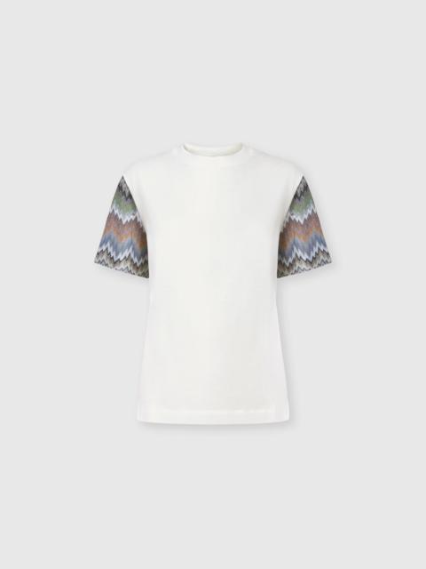 Missoni Cotton Jersey Crewneck T-Shirt with Contrast Sleeves
