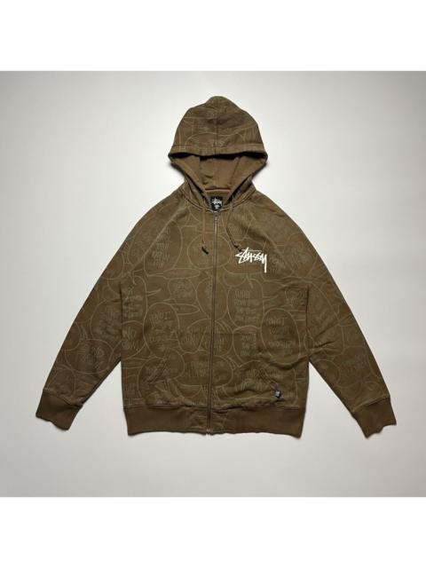 Stüssy Stüssy All-Over Graffiti-Print Full-Zip Hoodie Brown – 2000s