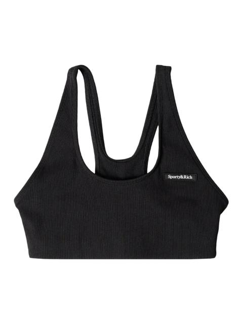 Sporty & Rich Serif Rib Sports Bra 'Black/White'