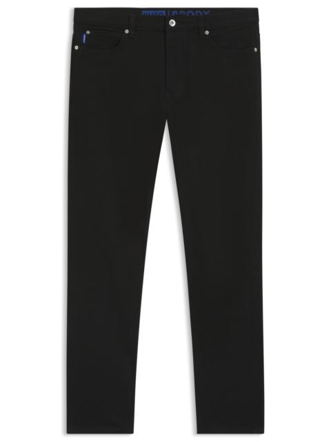HUGO TAPERED-FIT JEANS IN BLACK STRETCH DENIM