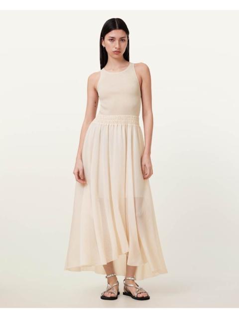 ALLSAINTS ZENIA SLEEVELESS ASYMMETRIC MIDI DRESS